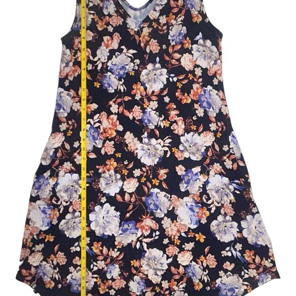Maurices 24/7 Swing Style Dress Sz S Sleeveless Tank Blue Floral Pockets NWT - Picture 5 of 12